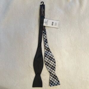 Black Brown 1826  Silk Reversible Polka Dot/Check Bow Tie